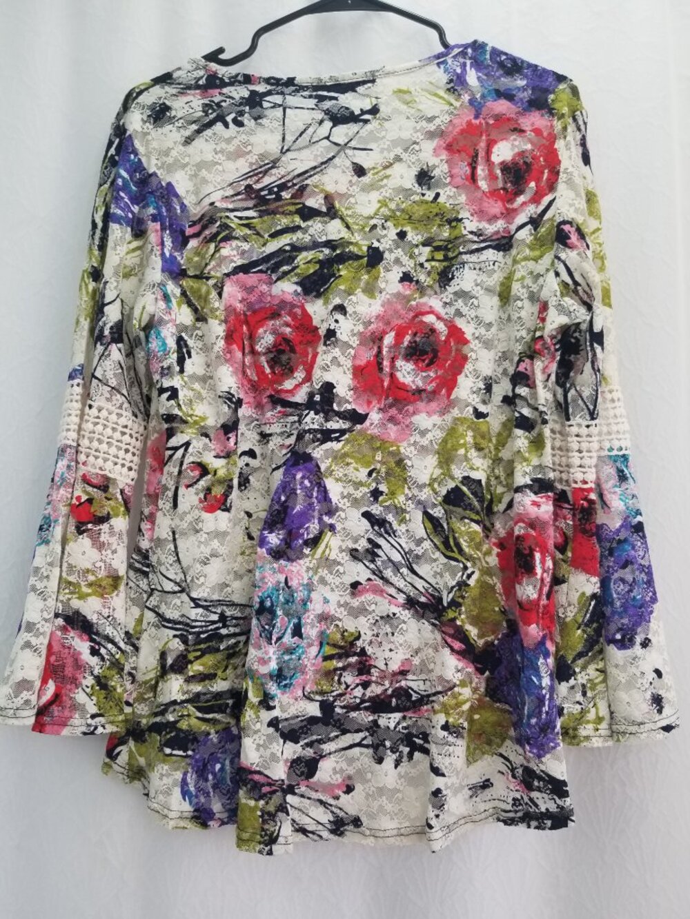 Boho Peasant Blouse Floral Embroidered Bell Sleeves